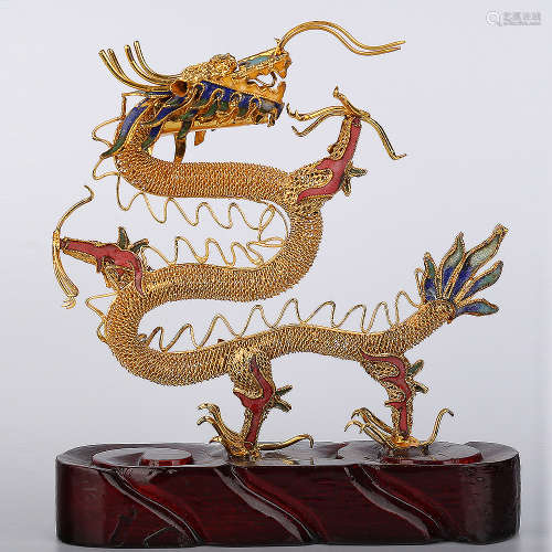 A Chinese Gilt Bronze Dragon Decoration
