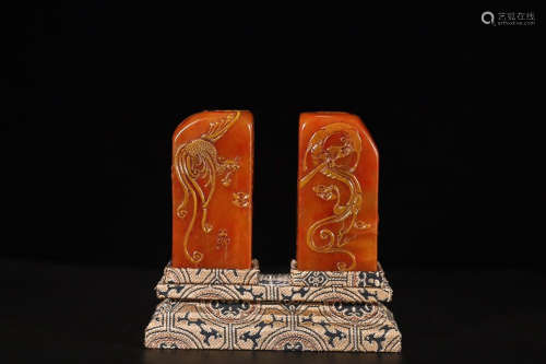 SHOUSHAN STONE SEAL IN PAIR