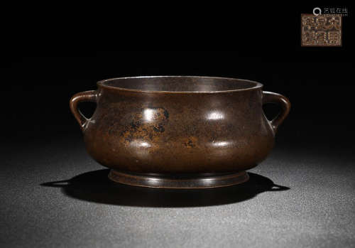 BRONZE DRAGON CENSER WITH EARS