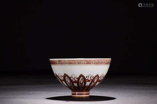 UNDERGLAZE RED FLOWER PATTERN BOWL