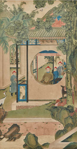 旧绘本 清宫人物 1幅 设色绢本 镜片