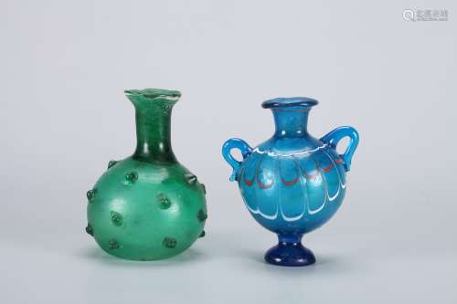 Two Chinese Peking Glass Vase