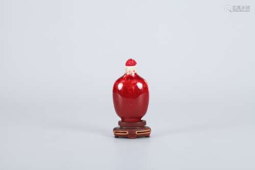 A Chinese Red Glazed Porcelain Snuff Bottle
