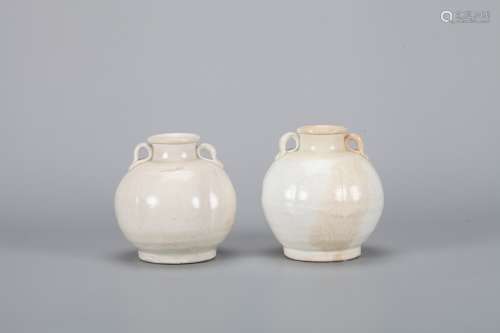 A Pair of Chinese White Glazed Porcelain Jars