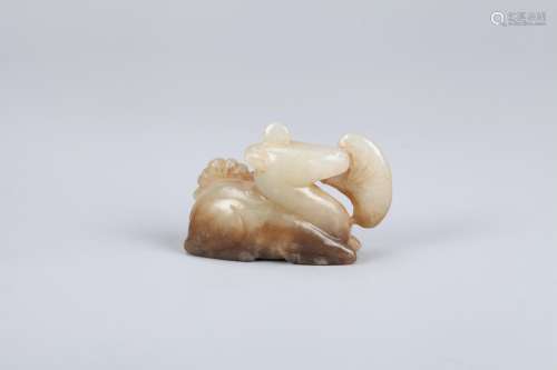 A Chinese Carved Jade Deer Decoration