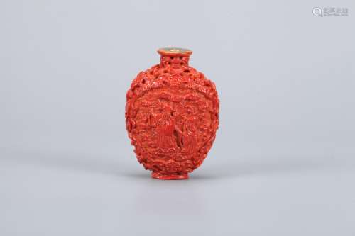 A Chinese Red Glazed Porcelain Snuff Bottle 