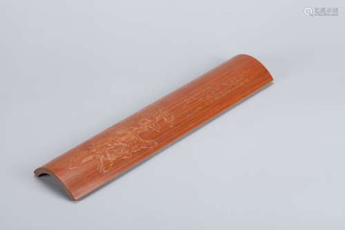 A Chinese Carved Bamboo Arm Rest