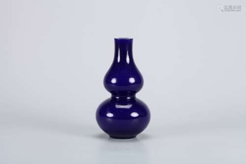 A Chinese Blue Glazed Porcelain Double Gourd Vase