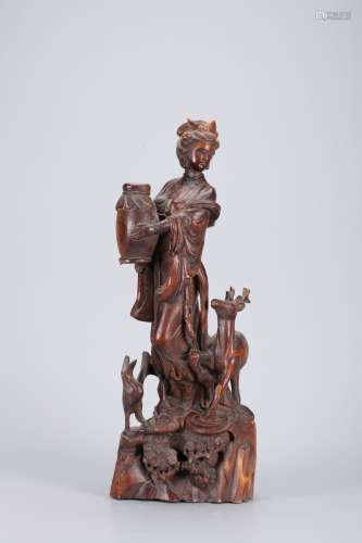 A Chinese Carved Wood Figure Decoration