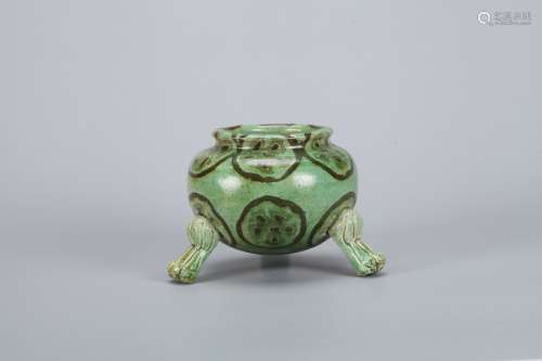 A Chinese Green Glazed Porcelain Incense Burner