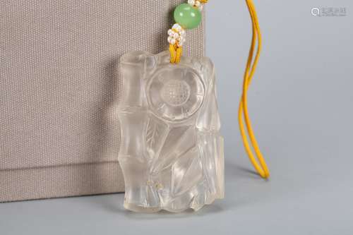 A Chinese Carved Peking Glass Pendant