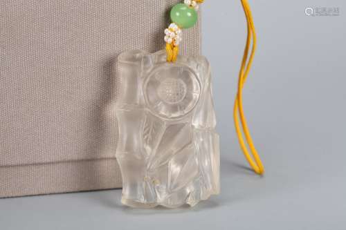 A Chinese Carved Peking Glass Pendant