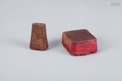 Two Chinese Carved Wood Seals