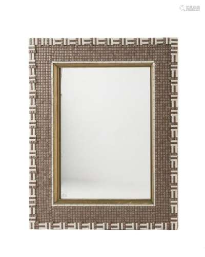 A glazed tile mosaic and giltwood mirror