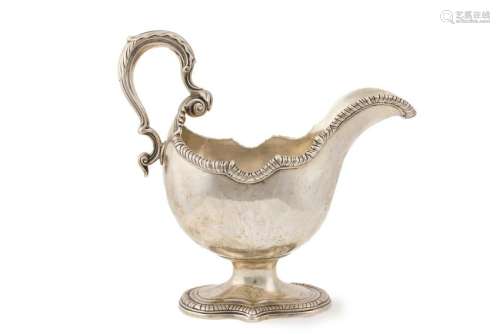 An English-style silver sauce boat