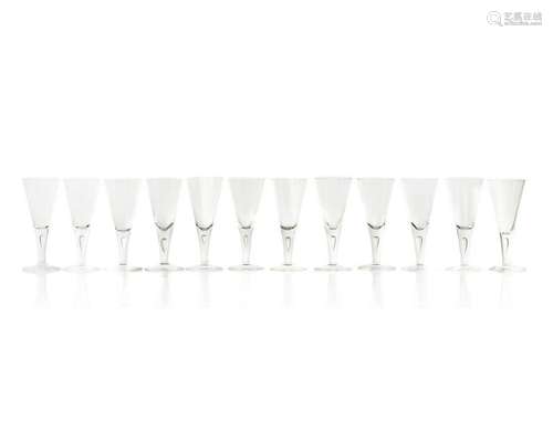 Twelve Steuben wine glasses