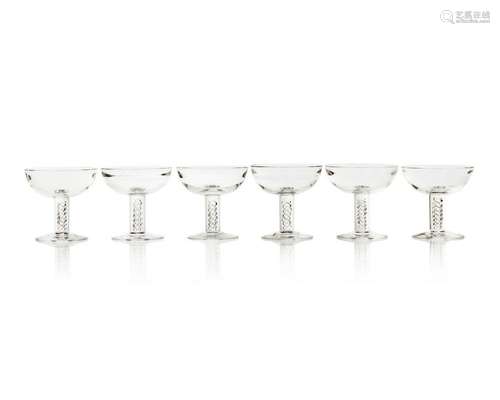 Six Steuben champagne/tall sherbet glasses