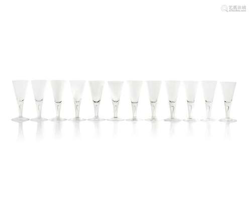 Twelve Steuben sherry glasses