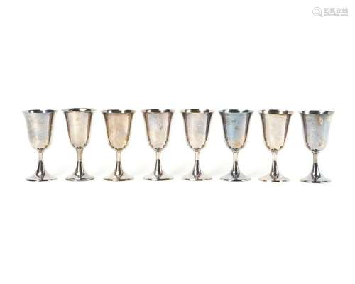 Eight silver goblets