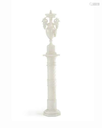 An Italian Alabaster marble lamp on pedestal