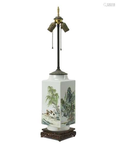 A Chinese porcelain lamp