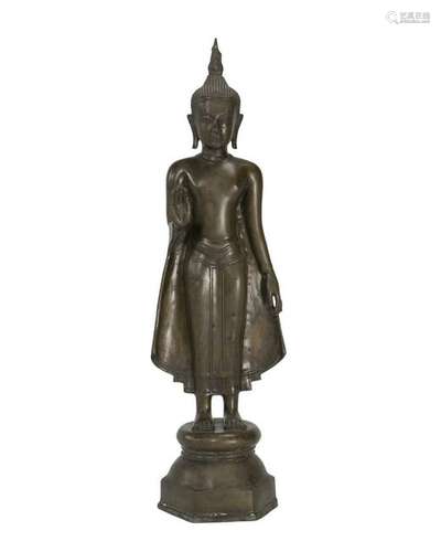 A Thai bronze standing buddha