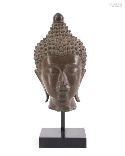 A bronze Buddha head fragment