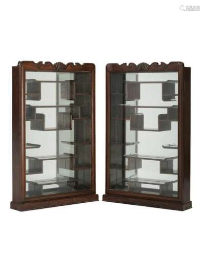 A pair of Chinese wall display cabinets