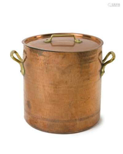 A large French copper lidded stockpot