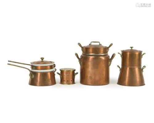 Four French and Belgian copper cookware items