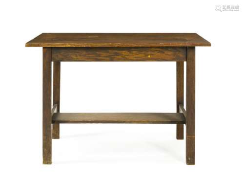 An Arts & Crafts oak library table