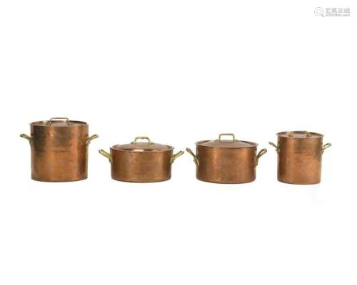 A group of French copper pots