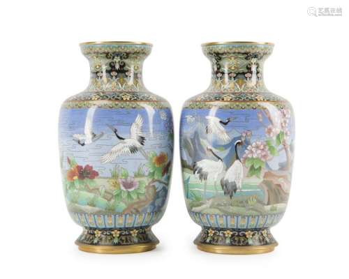 A pair of cloisonné vases