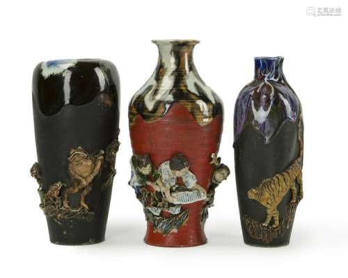 Three Sumida Ware vases
