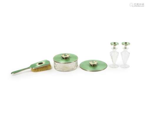 An enamel vanity set