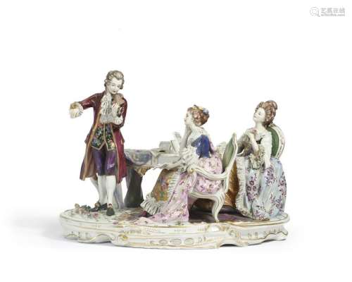 A large Meissen-style figural group of musicians