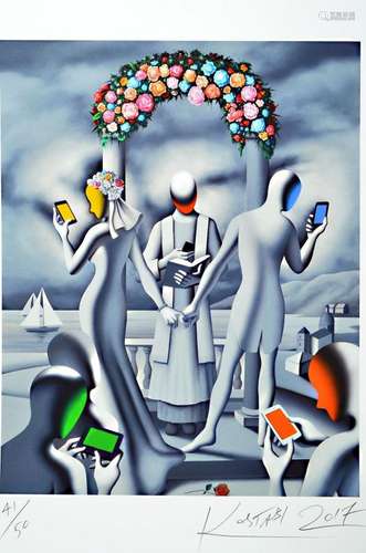 Mark Kostabi ,Original pigment graphics, signed