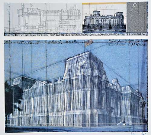 Christo, born 1935, Wrapped Reichstag, color offset of