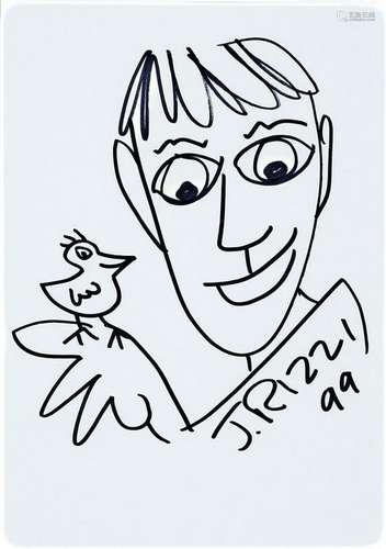 James Rizzi, 1950-2011, felt pen drawing, handsigned