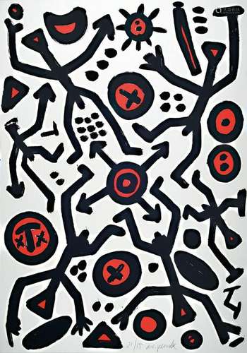 A.R. Penck, 1939-2017, color serigraph, Exhibition