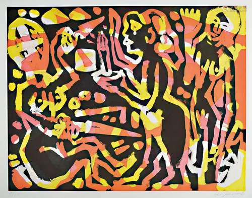 A.R. Penck, 1939-2017, color serigraph, untitled