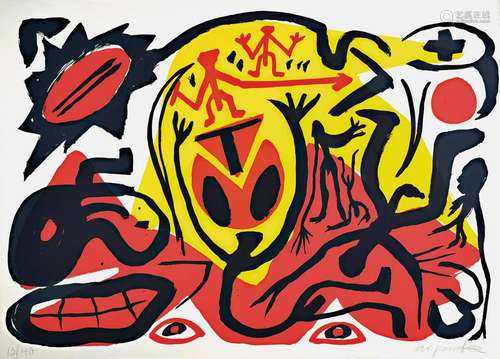 A.R. Penck, 1939-2017, color serigraph, Exhibition