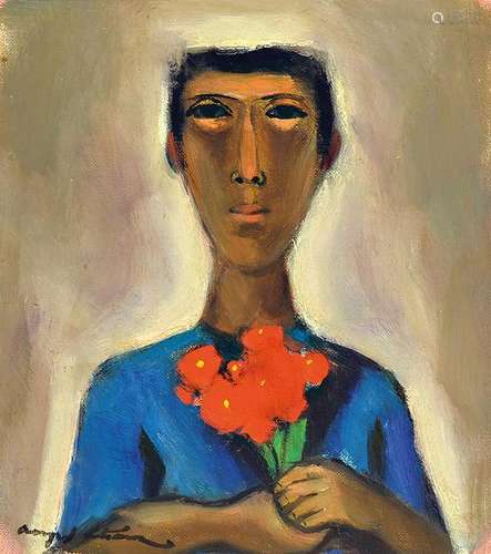 Angel Chavez, 1929-1995, portrait of young Mannes, with