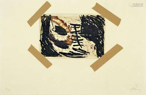 Antoni Tapies, 1923-2012, color lithograph, collagiert