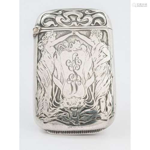 Art Nouveau Sterling Match Safe with Figural Decoration