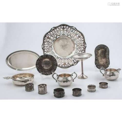 Sterling Silver Tableware Including Trays and Napkin