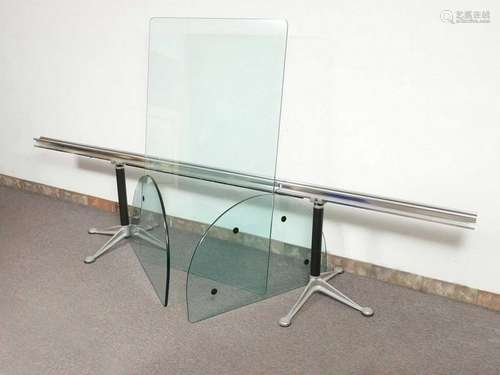 BRUCE BURDICK HERMAN MILLER OVAL GLASS TOP DESK