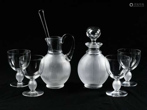 LALIQUE ''LANGEAIS'' LIQUOR DECANTER & GLASS SET