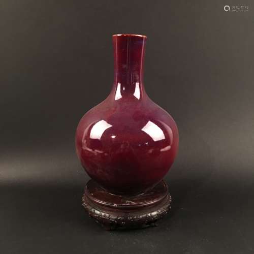 Chinese Flambe Glazed Porcelain Vase, Qianlong Mark