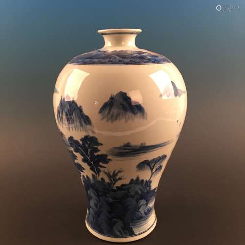 Chinese Blue-White 'Landscape' Meiping Vase
